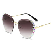 European and American Trendy Glasses Cut-edge Sunglasses Ladies Big Rimless