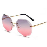 European and American Trendy Glasses Cut-edge Sunglasses Ladies Big Rimless