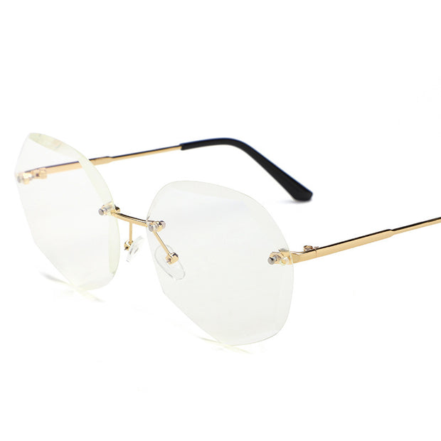 European and American Trendy Glasses Cut-edge Sunglasses Ladies Big Rimless