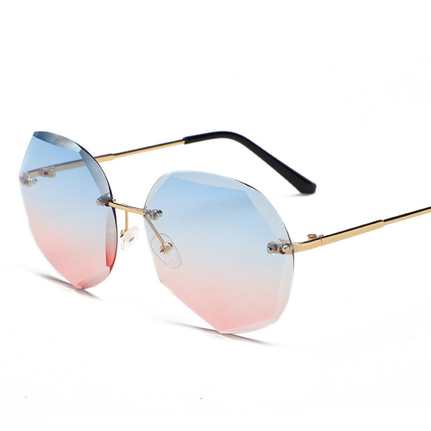 European and American Trendy Glasses Cut-edge Sunglasses Ladies Big Rimless