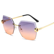 European and American Trendy Glasses Cut-edge Sunglasses Ladies Big Rimless