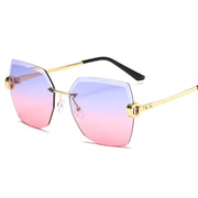 European and American Trendy Glasses Cut-edge Sunglasses Ladies Big Rimless