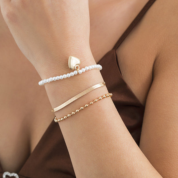 Vintage Fashion Ladies Pearl Heart Jewelry