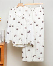 Japanese Modal Cute Cat Print Loose PJ Girl