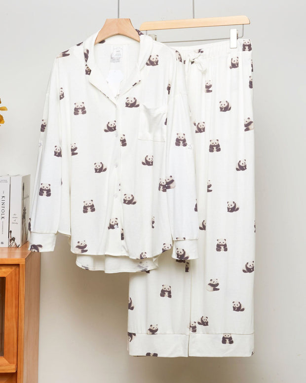 Japanese Modal Cute Cat Print Loose PJ Girl