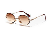 Women Oval crystal glasses eye ear ladies Rimless