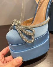 Rhinestone Banquet Ladies Satin High Heels