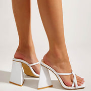 Ladies Fashion Triangle White High Heels