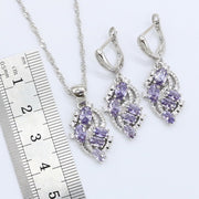 Ladies Wedding Amethyst Silver Jewelry Set