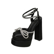 Rhinestone Banquet Ladies Satin High Heels